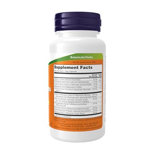 NOW Foods Nahrungsergänzungsmittel, Adrenal Stress Support, Cortisol-Unterstützungsformel* mit Relora®, für typischen Alltagsstress*, Appetitmanagement*, 90 vegane Kapseln