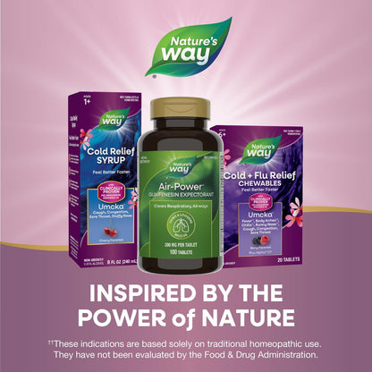 Nature's Way Air-Power, Guaifenesin, Schleimlöser zur Befreiung der Atemwege, Verdünnt und löst Schleim, Vegan, 100 Tabletten (Verpackung kann variieren)