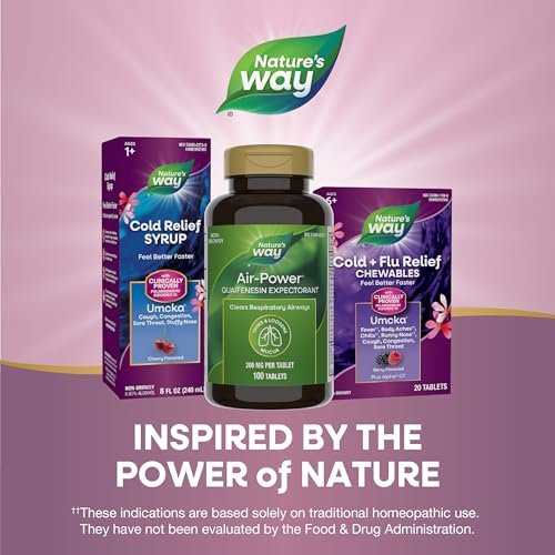 Nature's Way Air-Power, Guaifenesin, Schleimlöser zur Befreiung der Atemwege, Verdünnt und löst Schleim, Vegan, 100 Tabletten (Verpackung kann variieren)