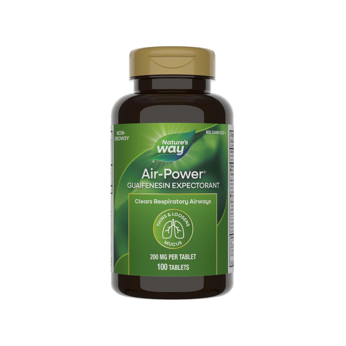 Nature's Way Air-Power, Guaifenesin, Schleimlöser zur Befreiung der Atemwege, Verdünnt und löst Schleim, Vegan, 100 Tabletten (Verpackung kann variieren)