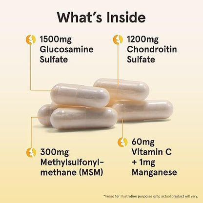 Jarrow Formulas Glucosamin, Chondroitin und MSM Kapseln – Gelenkunterstützung mit Vitamin C und Mangan, 120 Kapseln, 30-Tage-Vorrat