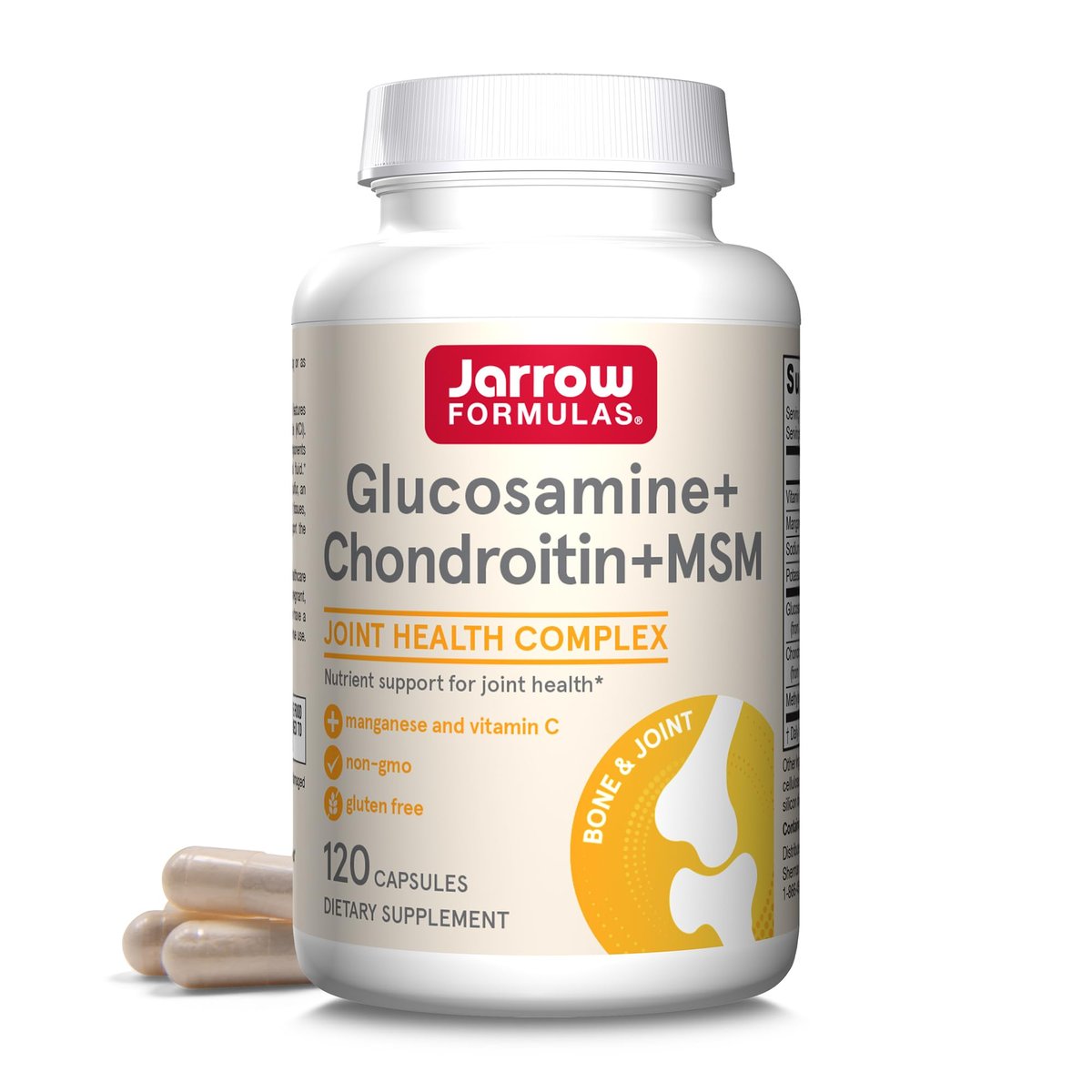 Jarrow Formulas Glucosamin, Chondroitin und MSM Kapseln – Gelenkunterstützung mit Vitamin C und Mangan, 120 Kapseln, 30-Tage-Vorrat