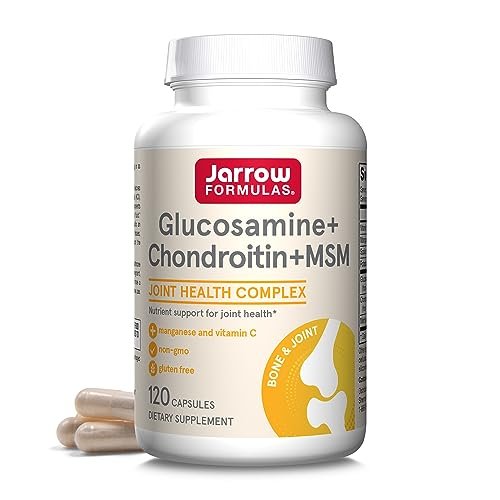 Jarrow Formulas Glucosamin, Chondroitin und MSM Kapseln – Gelenkunterstützung mit Vitamin C und Mangan, 120 Kapseln, 30-Tage-Vorrat