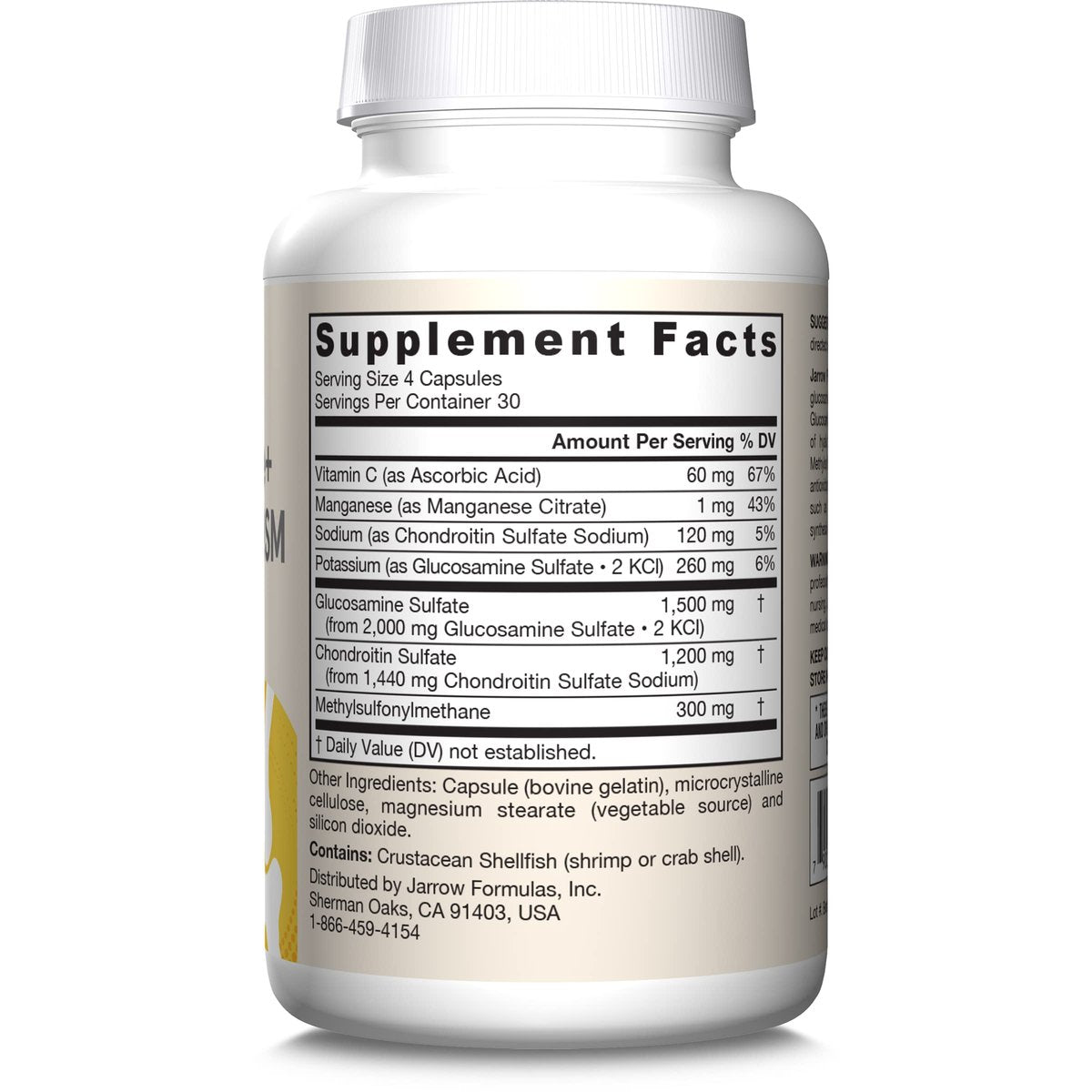 Jarrow Formulas Glucosamin, Chondroitin und MSM Kapseln – Gelenkunterstützung mit Vitamin C und Mangan, 120 Kapseln, 30-Tage-Vorrat