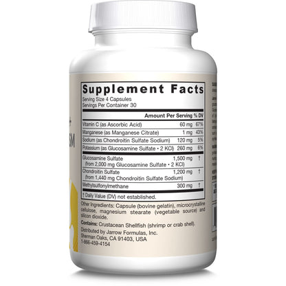 Jarrow Formulas Glucosamin, Chondroitin und MSM Kapseln – Gelenkunterstützung mit Vitamin C und Mangan, 120 Kapseln, 30-Tage-Vorrat