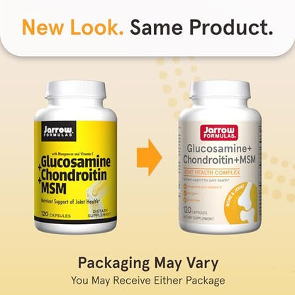 Jarrow Formulas Glucosamin, Chondroitin und MSM Kapseln – Gelenkunterstützung mit Vitamin C und Mangan, 120 Kapseln, 30-Tage-Vorrat