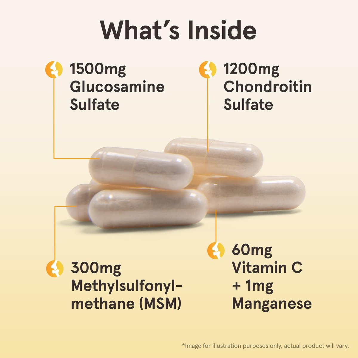 Jarrow Formulas Glucosamin, Chondroitin und MSM Kapseln – Gelenkunterstützung mit Vitamin C und Mangan, 120 Kapseln, 30-Tage-Vorrat