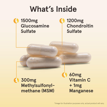 Jarrow Formulas Glucosamin, Chondroitin und MSM Kapseln – Gelenkunterstützung mit Vitamin C und Mangan, 120 Kapseln, 30-Tage-Vorrat