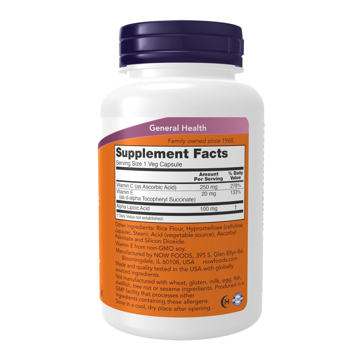 NOW Foods Alpha-Liponsäure 100 mg mit Vitamin C & E, 120 vegane Kapseln - Antioxidans & Radikalfänger