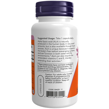 NOW Foods Alpha-Liponsäure 250 mg, 60 Kapseln – Antioxidans zur Unterstützung der Glutathionproduktion