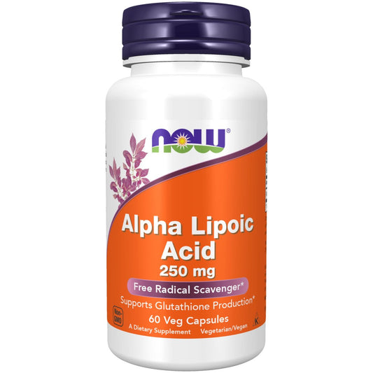 NOW Foods Alpha-Liponsäure 250 mg, 60 Kapseln – Antioxidans zur Unterstützung der Glutathionproduktion