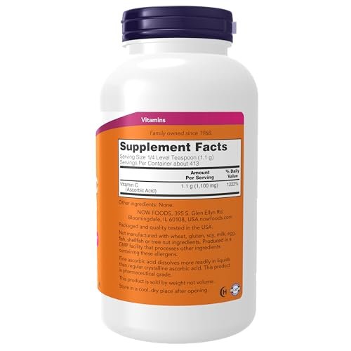 NOW Foods Vitamin C Kristalle (Ascorbinsäure) – Antioxidans-Schutz, 454 g