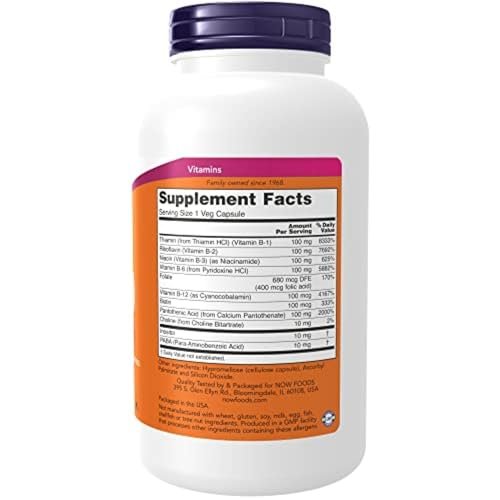 NOW Foods Vitamin B-100, 250 Veg Kapseln – Für Energieproduktion und Nervensystem