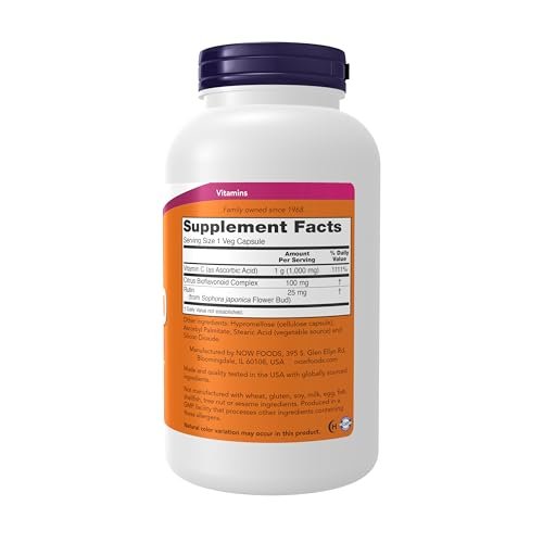 NOW Foods Vitamin C-1.000 mit 100 mg Bioflavonoiden, Antioxidantien-Schutz*, 250 vegane Kapseln