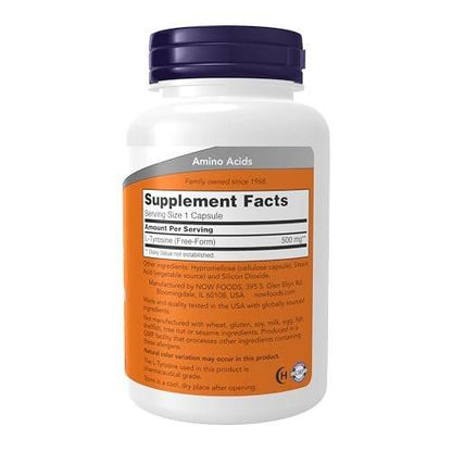 NOW Foods L-Tyrosin 500 mg, Unterstützt geistige Wachsamkeit*, Neurotransmitter-Unterstützung*, 120 Kapseln