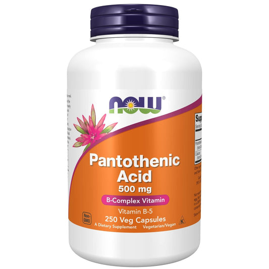 NOW Foods Pantothensäure (Vitamin B-5) 500 mg, B-Komplex Vitamin, 250 Kapseln