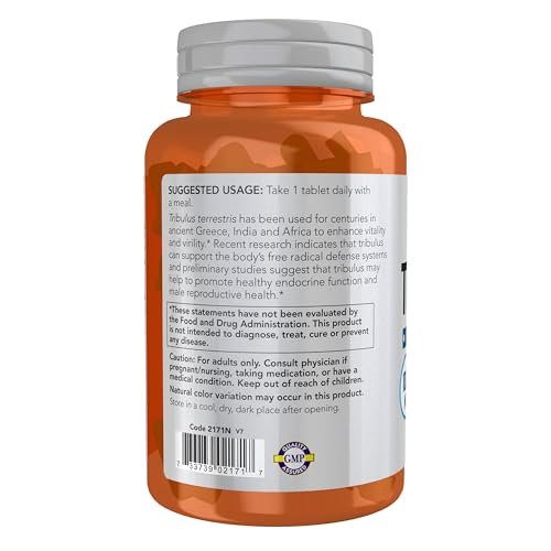 NOW Foods Tribulus Terrestris 1000 mg Doppelte Stärke – 90 Tabletten für Männergesundheit