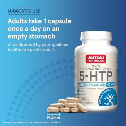 Jarrow Formulas 5-HTP 50mg – Gehirn- und Gedächtnisunterstützung, 90 Kapseln
