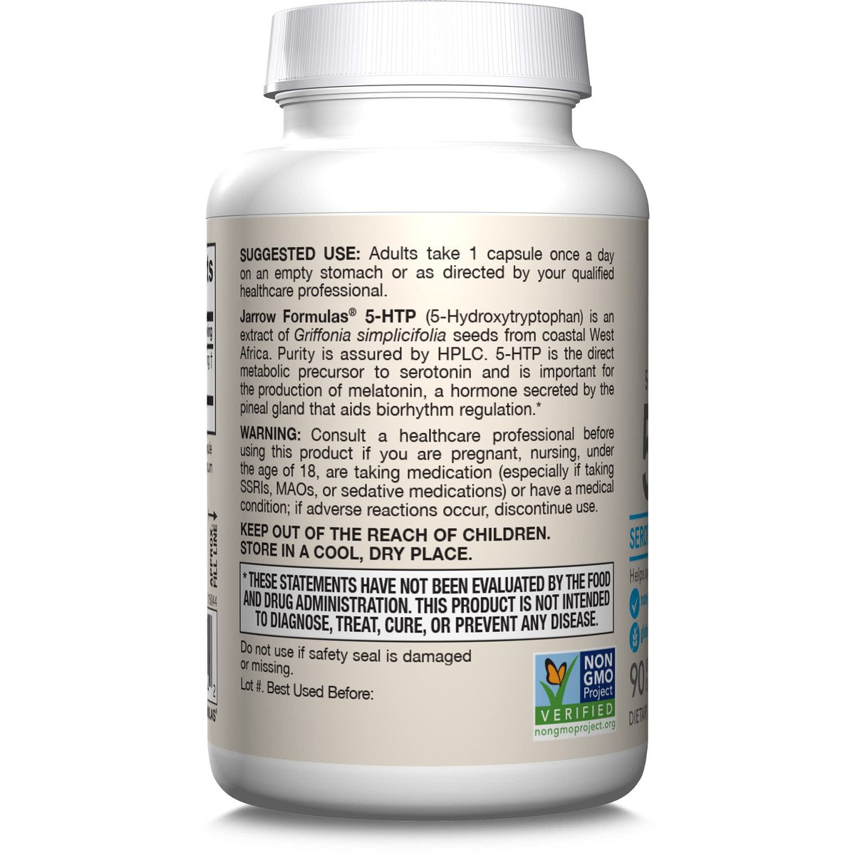 Jarrow Formulas 5-HTP 50mg – Gehirn- und Gedächtnisunterstützung, 90 Kapseln
