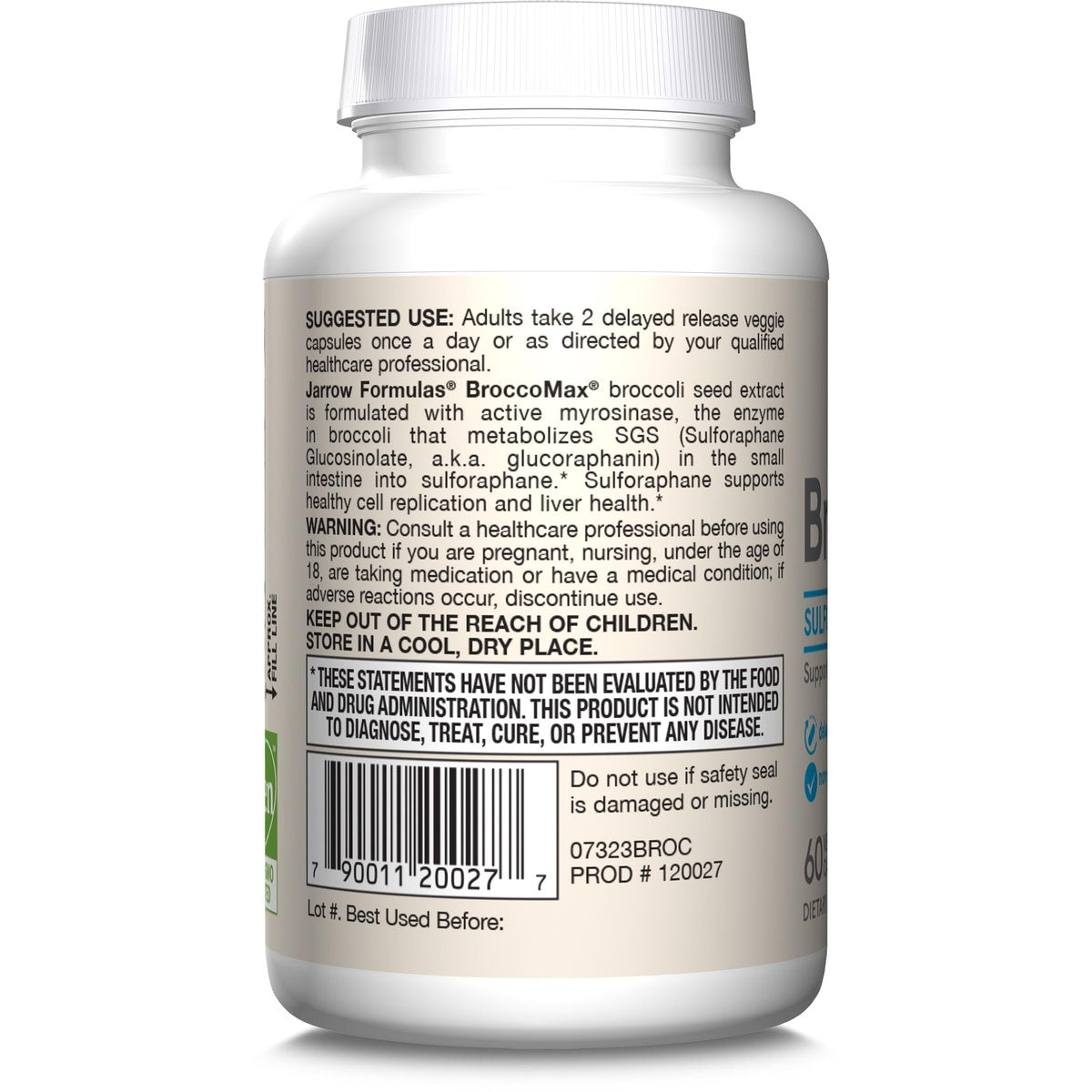 Jarrow Formulas BroccoMax Sulforaphan-Generator 35 mg, Sulforaphan-Glucosinolat & Myrosinase, Brokkolisamen-Ergänzung für Lebergesundheit, 60 Kapseln mit verzögerter Freisetzung, 30-Tage-Versorgung