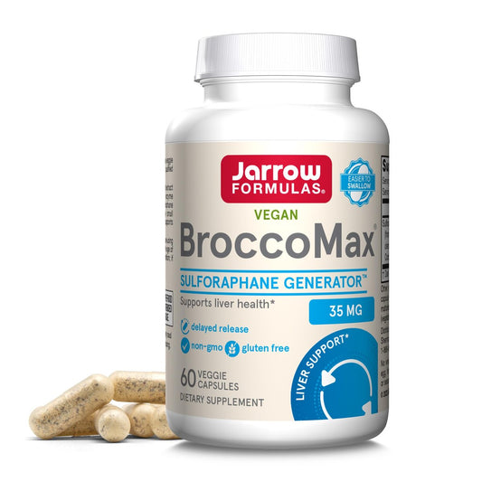 Jarrow Formulas BroccoMax Sulforaphan-Generator 35 mg, Sulforaphan-Glucosinolat & Myrosinase, Brokkolisamen-Ergänzung für Lebergesundheit, 60 Kapseln mit verzögerter Freisetzung, 30-Tage-Versorgung