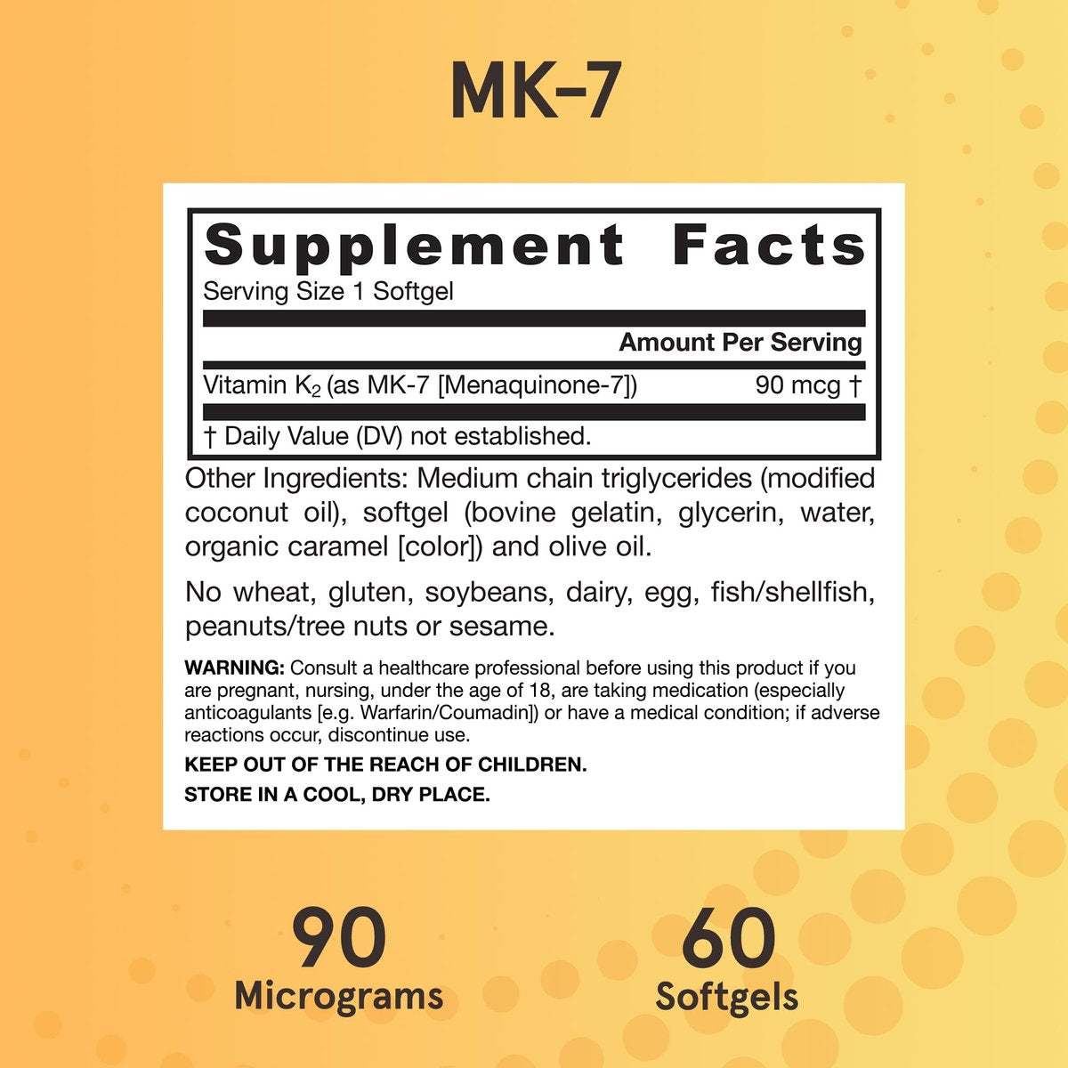 Jarrow Formulas MK-7 90 mcg – Bioaktives Vitamin K2 für Knochen- und Herz-Kreislauf-Gesundheit – 60 Weichkapseln, glutenfrei