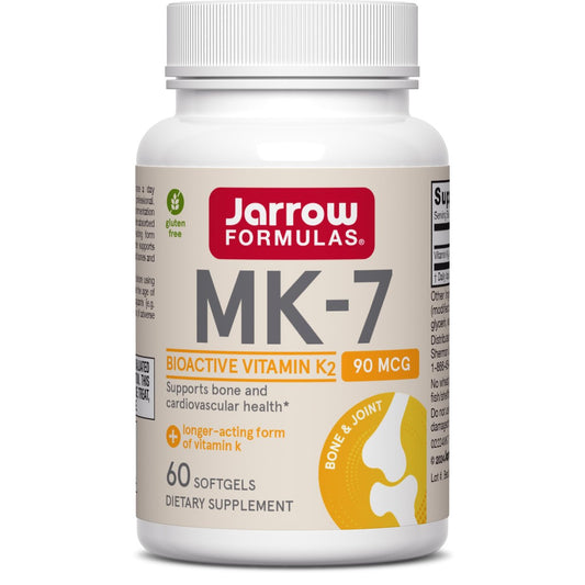 Jarrow Formulas MK-7 90 mcg – Bioaktives Vitamin K2 für Knochen- und Herz-Kreislauf-Gesundheit – 60 Weichkapseln, glutenfrei