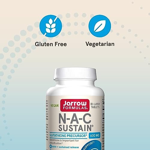 Jarrow Formulas N-A-C Sustain 600 mg – Nahrungsergänzungsmittel mit NAC zur Unterstützung der Lebergesundheit, 60 Tabletten