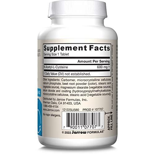 Jarrow Formulas N-A-C Sustain 600 mg – Nahrungsergänzungsmittel mit NAC zur Unterstützung der Lebergesundheit, 60 Tabletten