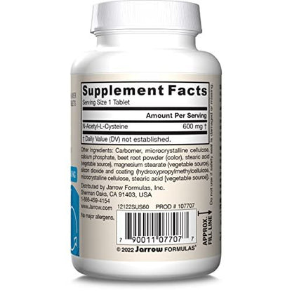 Jarrow Formulas N-A-C Sustain 600 mg – Nahrungsergänzungsmittel mit NAC zur Unterstützung der Lebergesundheit, 60 Tabletten