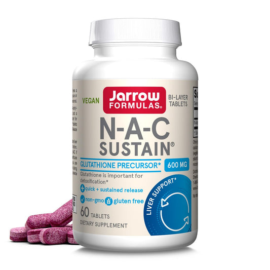 Jarrow Formulas N-A-C Sustain 600 mg – Nahrungsergänzungsmittel mit NAC zur Unterstützung der Lebergesundheit, 60 Tabletten