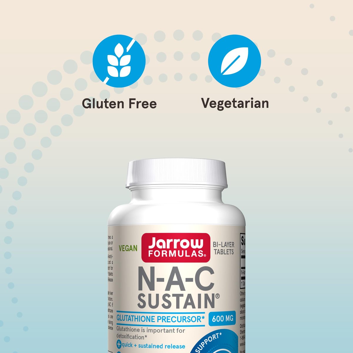 Jarrow Formulas N-A-C Sustain 600 mg – Nahrungsergänzungsmittel mit NAC zur Unterstützung der Lebergesundheit, 60 Tabletten