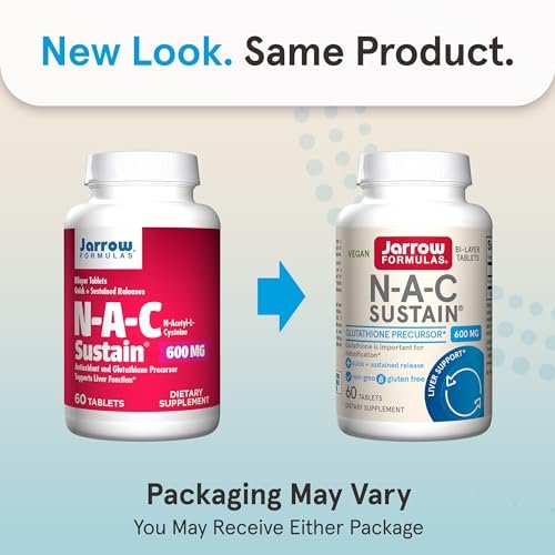 Jarrow Formulas N-A-C Sustain 600 mg – Nahrungsergänzungsmittel mit NAC zur Unterstützung der Lebergesundheit, 60 Tabletten