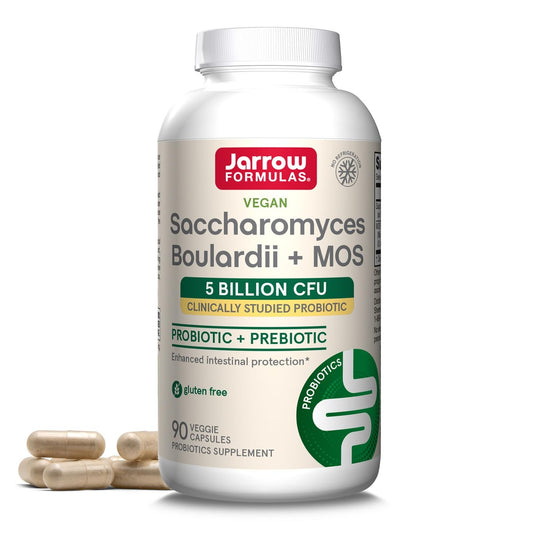 Jarrow Formulas Saccharomyces Boulardii + MOS Probiotika für Verdauungsgesundheit und Darmunterstützung - 5 Milliarden KBE pro Portion - 90 Kapseln mit verzögerter Freisetzung - Probiotikum + Präbiotikum - 90 Portionen