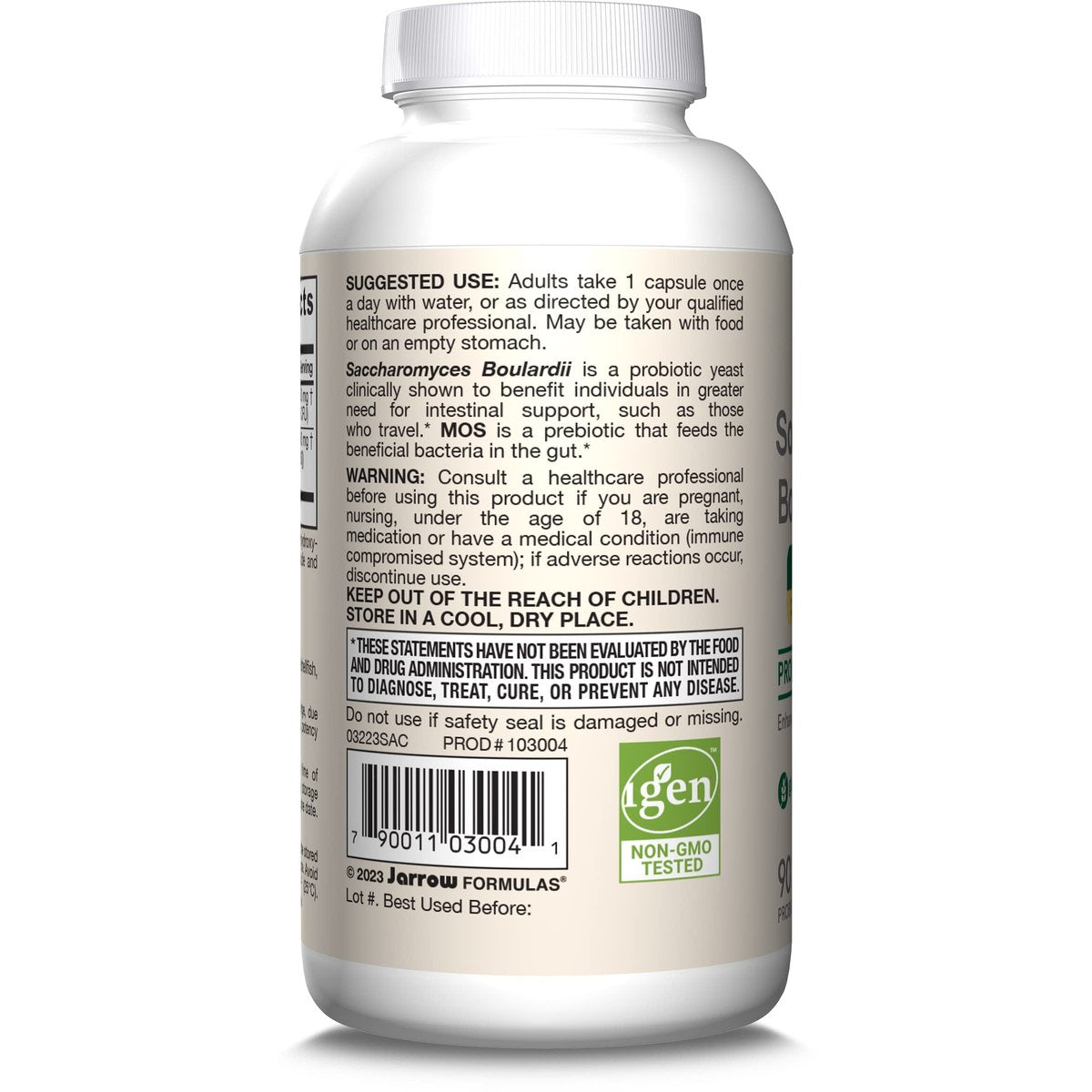Jarrow Formulas Saccharomyces Boulardii + MOS Probiotika für Verdauungsgesundheit und Darmunterstützung - 5 Milliarden KBE pro Portion - 90 Kapseln mit verzögerter Freisetzung - Probiotikum + Präbiotikum - 90 Portionen