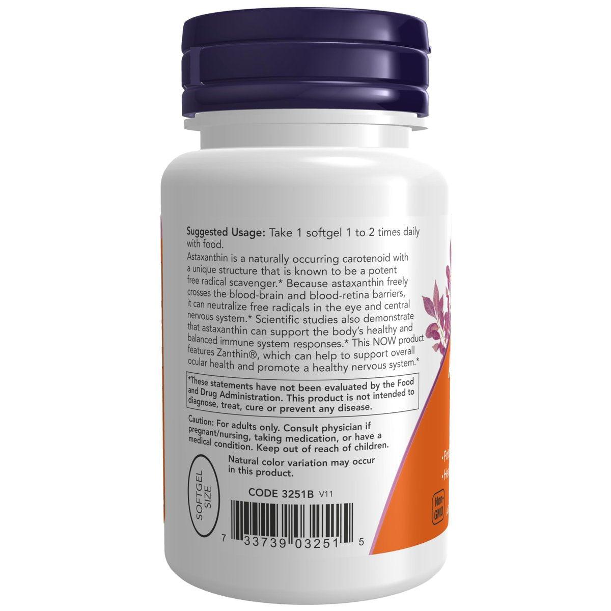NOW Foods Astaxanthin 4 mg – mit Zanthin® – 60 vegane Softgels – Für die Augengesundheit*