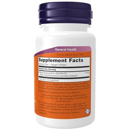 NOW Foods Astaxanthin 4 mg – mit Zanthin® – 60 vegane Softgels – Für die Augengesundheit*
