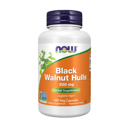 NOW Foods Schwarze Walnussschalen (Juglans nigra) 500 mg, Kräuterergänzung, 100 vegane Kapseln