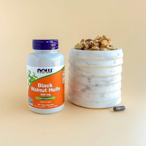 NOW Foods Schwarze Walnussschalen (Juglans nigra) 500 mg, Kräuterergänzung, 100 vegane Kapseln