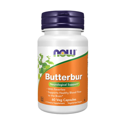 NOW Foods Nahrungsergänzungsmittel, Pestwurz mit Mutterkraut, neurologische Unterstützung*, 60 vegane Kapseln