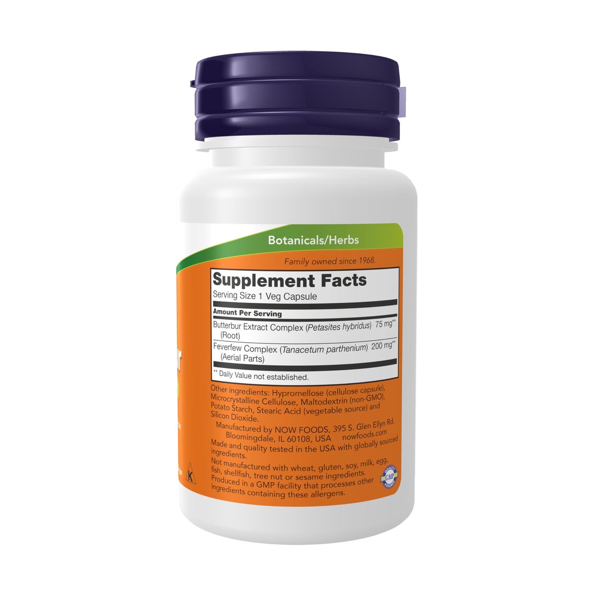 NOW Foods Nahrungsergänzungsmittel, Pestwurz mit Mutterkraut, neurologische Unterstützung*, 60 vegane Kapseln