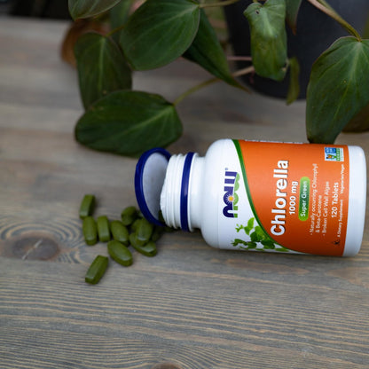 NOW Foods Chlorella 1000 mg – 120 Tabletten mit natürlichem Chlorophyll, Beta-Carotin, Carotinoiden, Vitamin C, Eisen und Protein
