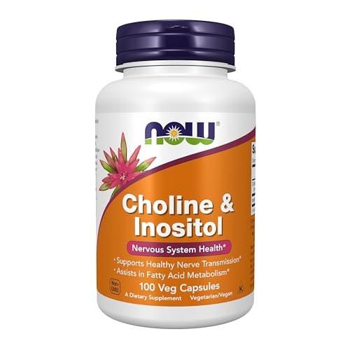 NOW Foods Cholin & Inositol 500 mg, 100 Kapseln – Unterstützt gesunde Nervenübertragung und Nervensystem