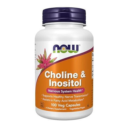 NOW Foods Cholin & Inositol 500 mg, 100 Kapseln – Unterstützt gesunde Nervenübertragung und Nervensystem