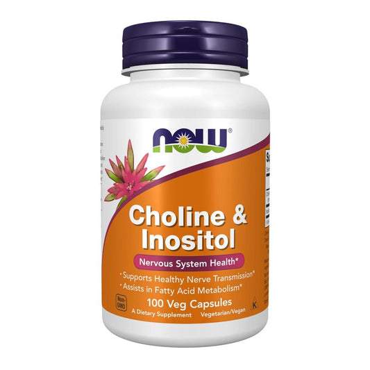 NOW Foods Cholin & Inositol 500 mg, 100 Kapseln – Unterstützt gesunde Nervenübertragung und Nervensystem