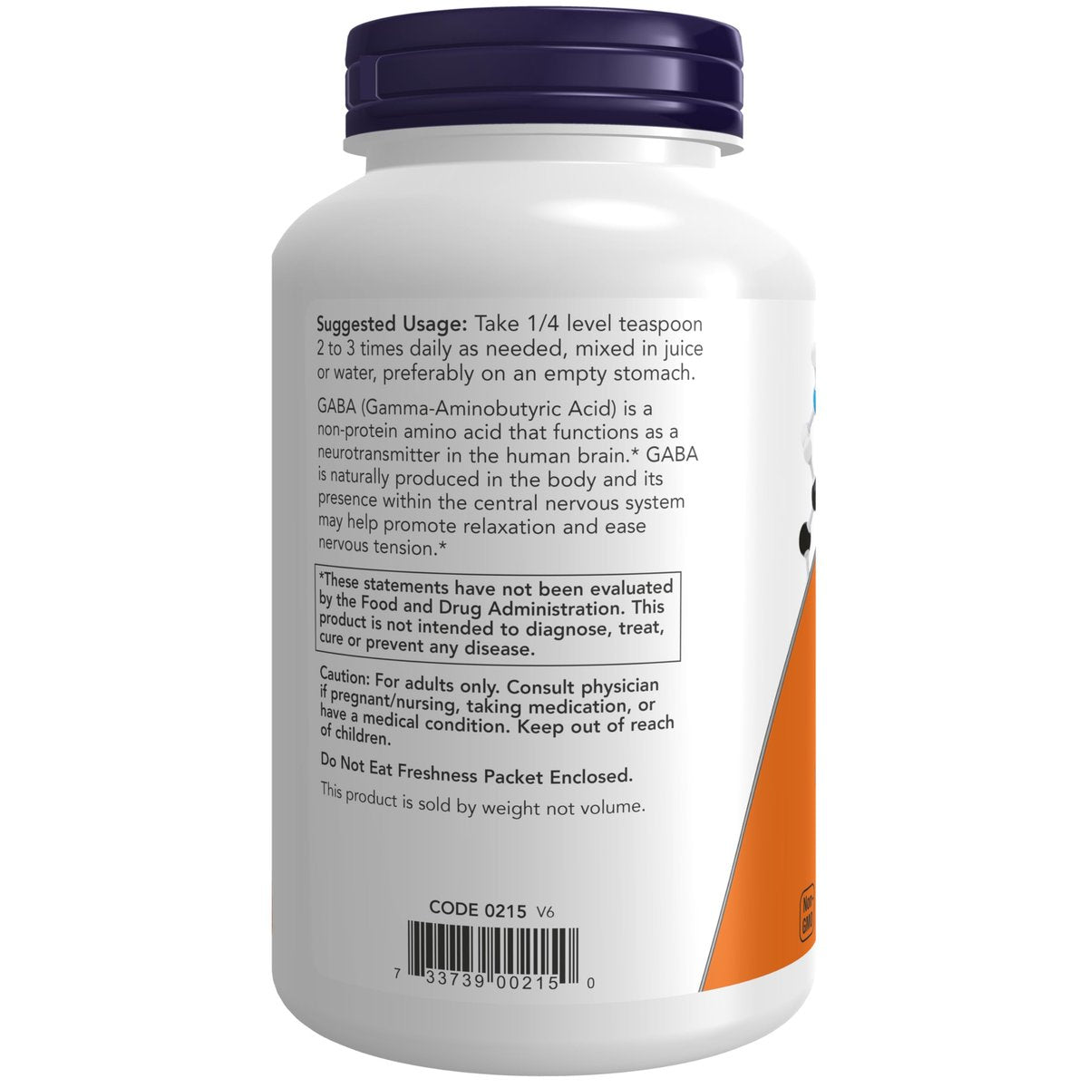NOW Foods GABA (Gamma-Aminobutyrat) Pulver – 170 g, Neurotransmitter-Unterstützung