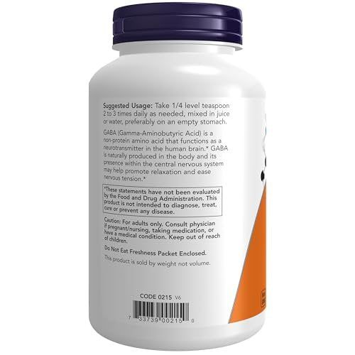 NOW Foods GABA (Gamma-Aminobutyrat) Pulver – 170 g, Neurotransmitter-Unterstützung