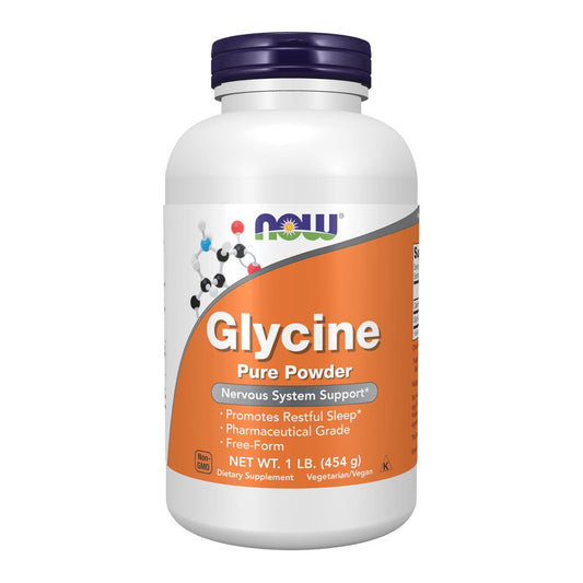 NOW Foods Glycin-Pulver, reines Pulver für erholsamen Schlaf und Neurotransmitter-Unterstützung, 1 Pfund (454 g)