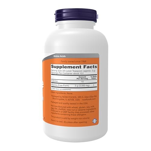 NOW Foods Glycin-Pulver, reines Pulver für erholsamen Schlaf und Neurotransmitter-Unterstützung, 1 Pfund (454 g)