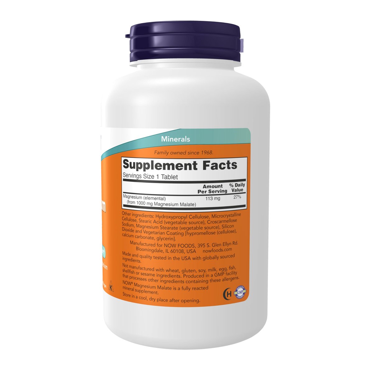NOW Foods Magnesium Malat 1000 mg – 180 Tabletten für Energieproduktion und Nervensystemunterstützung
